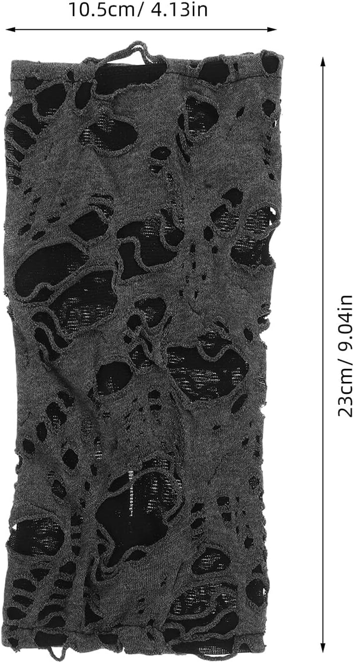 SHOWERORO Halloween Punk Fingerless Gloves Women’s Half Finger Arm Warmers Black Mesh Goth Accessories for Party Cosplay