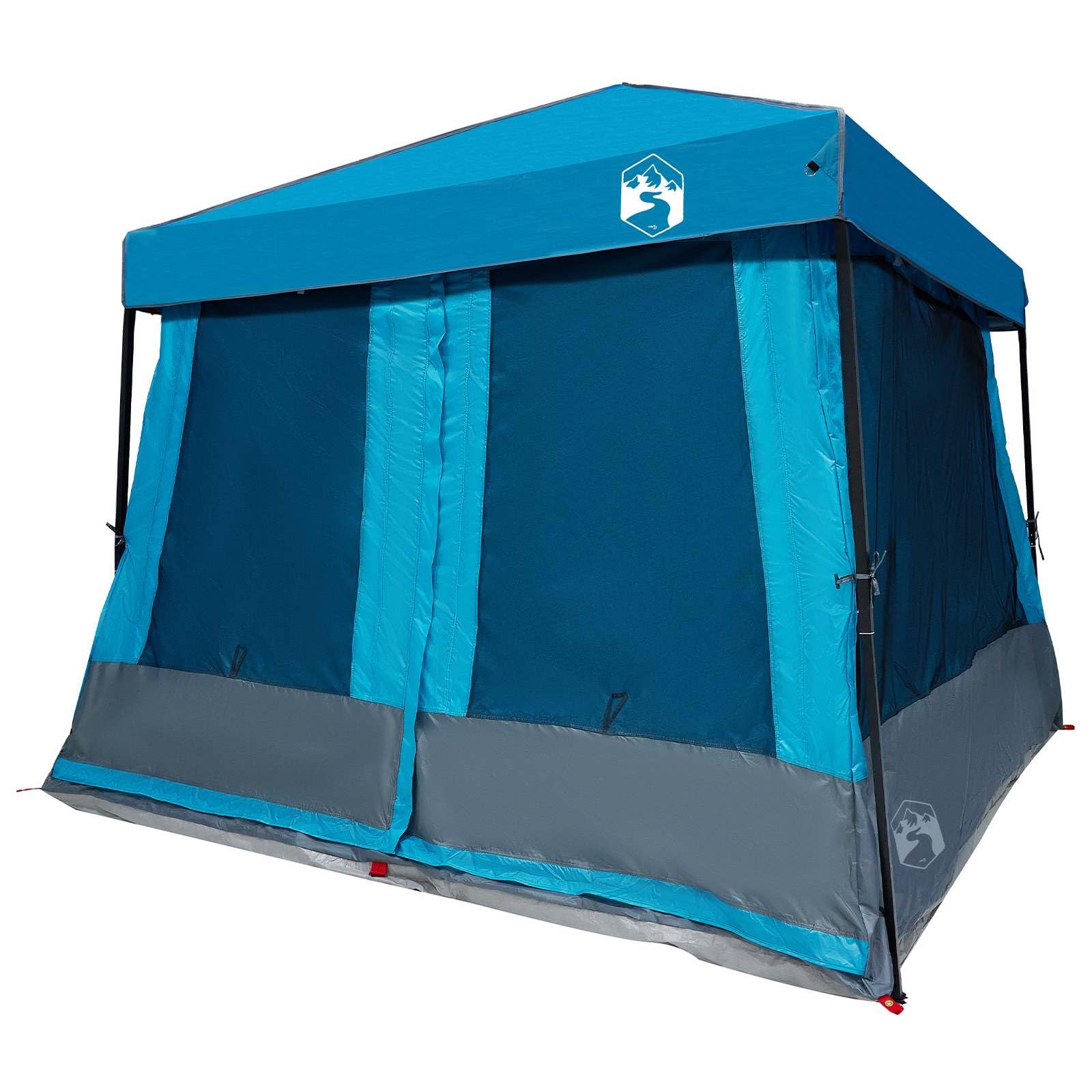 Campingzelt-Set 2-teilig mit Vordach, Blau, Taffeta und Stoff, Großes Outdoor-Zelt für Garten und Terrasse, Maße 463 x 280 x 251 cm, Stabiles Freizeitzelt