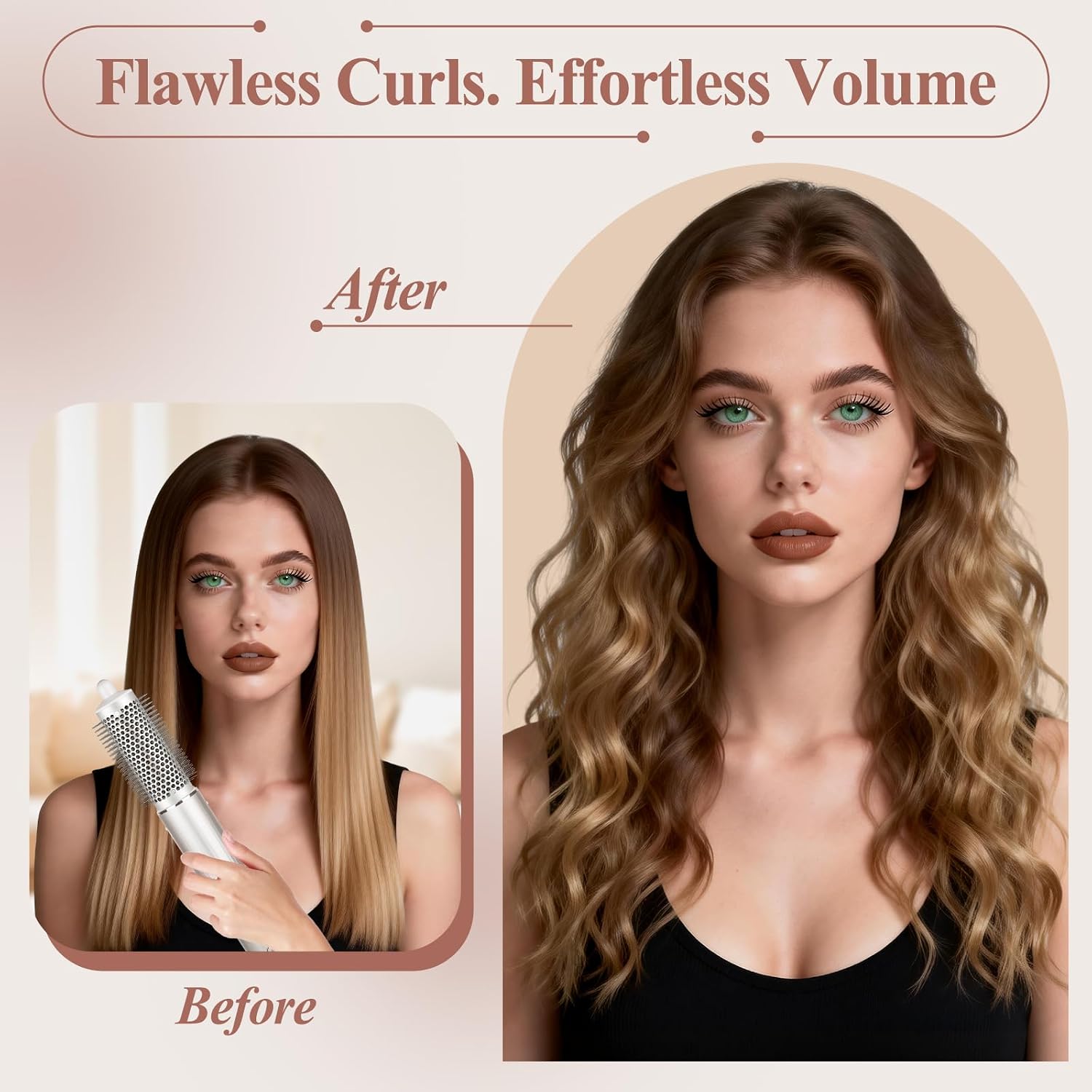 Round Brush Attachment for Shark FlexStyle Attachments, Normal Oval Round Volumizing Brush Styling for Straight, Wavy, Curly, and Coily Hair, Sliver
