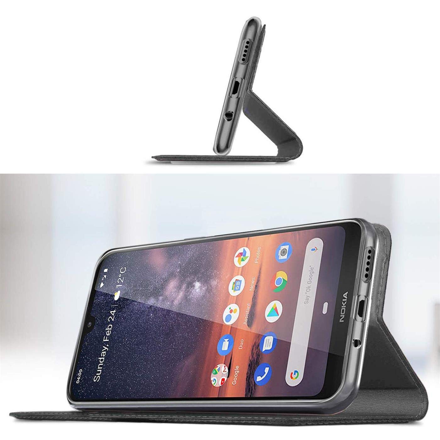Verco Case compatible with Nokia 3.2, Flip Wallet Cover with Magnetic Closure for Nokia 3.2 Phone Case - black - Image 3