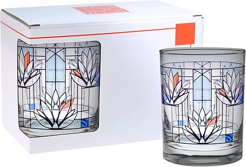 Miniatura 2 de Culver Frank Lloyd Wright DOF - Vaso doble Old Fashioned de 14 onzas (juego de 2 cajas de regalo, nenúfaros)