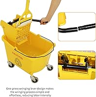 Vista 4 de Commercial Mop Bucket with Side-Press Wringer for Floor Cleaning, 35 Quarts, Yellow, Including One Commercial Mop