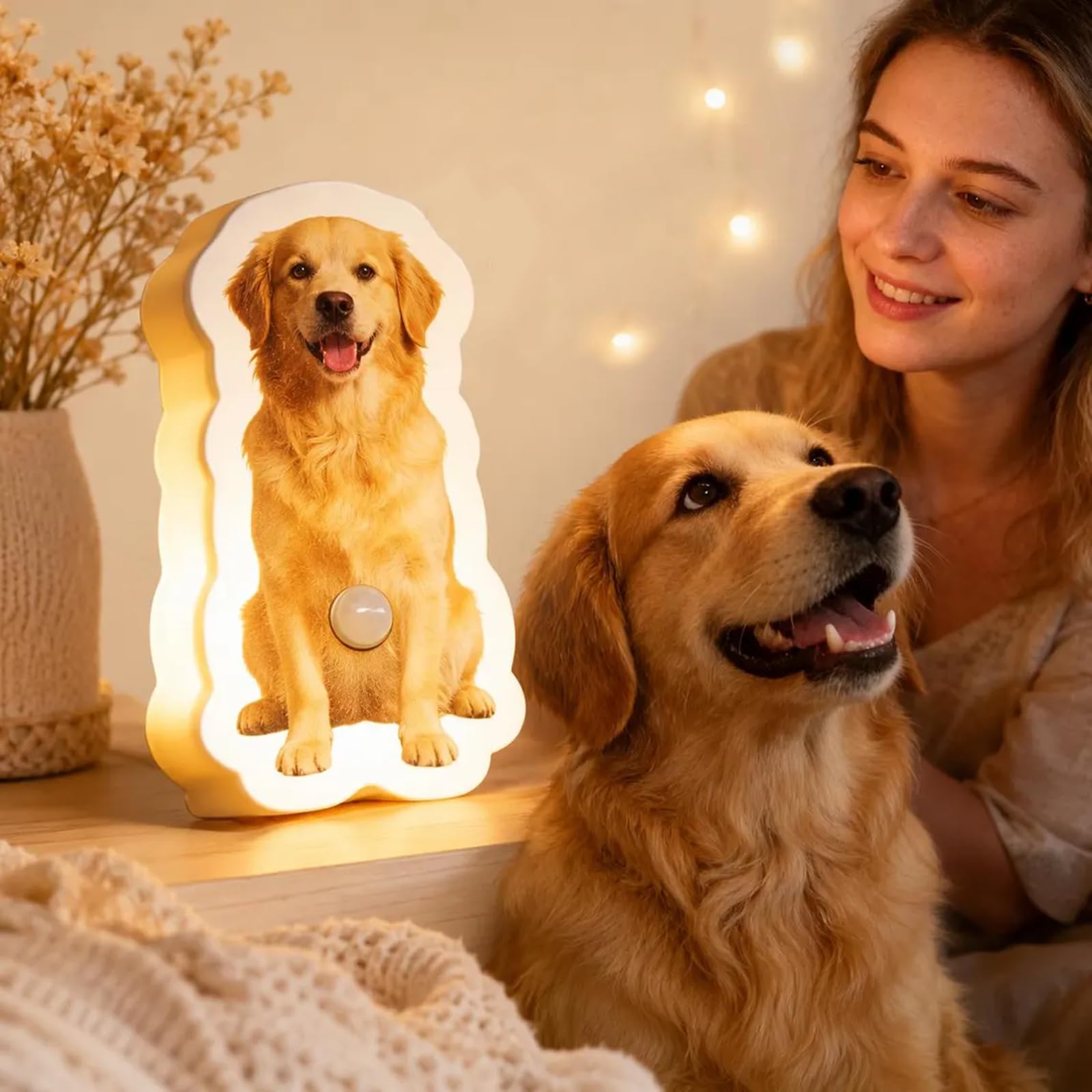 Luz nocturna personalizada con sensor de movimiento para mascotas, sensor 3D personalizado, decoración de pared para perro, luz nocturna 3D personalizada para mascotas (35 cm)