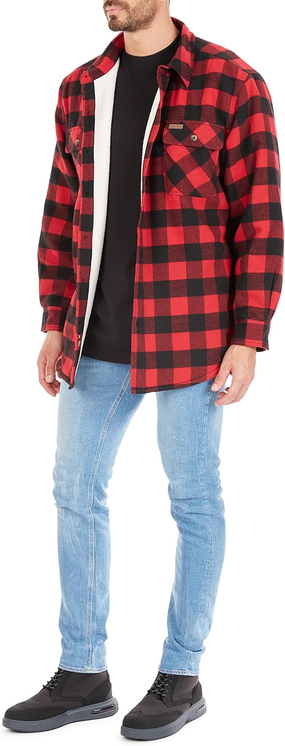 Smith's Workwear Men's Sherpa-Lined Cotton Flannel Shirt Jacket - Image 5