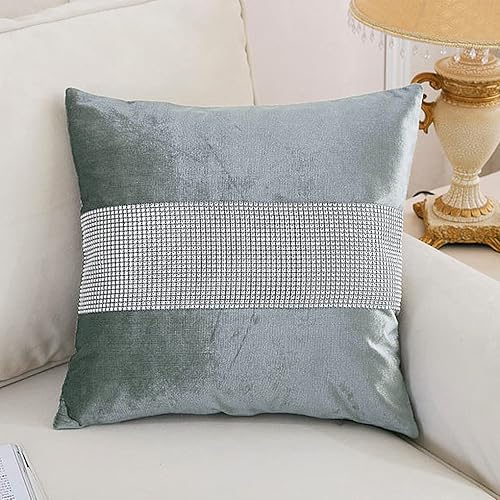 HeMiaor Juego de 4 fundas de almohada lujosas para decoración de sillas de cena de Navidad, fundas de almohada con diamantes de imitación, 18 x 18