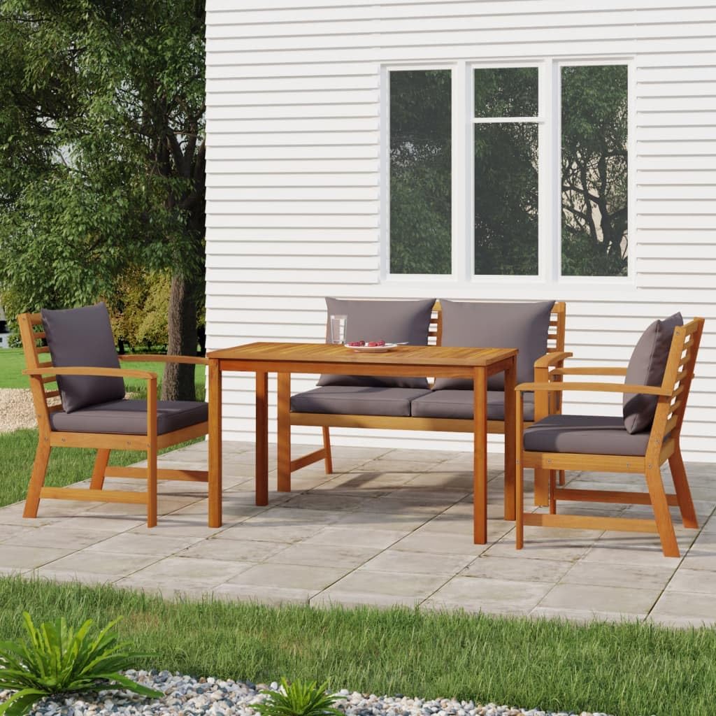 IKAYAA Juego de Muebles de Jardín de Madera Acacia, Juego de Salón de Jardín, Conjunto Jardín Exterior, Balcón, Comedor Jardin Juego de Comedor de Exterior, Terraza, Resistente a la Intemperie