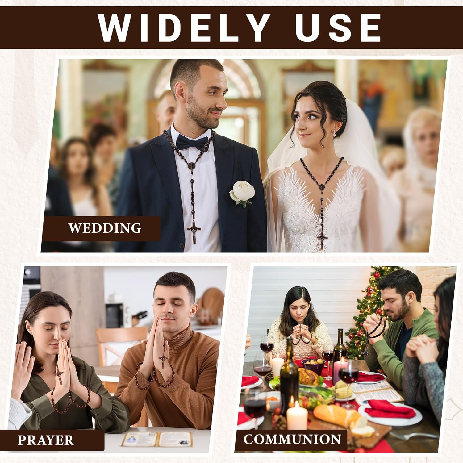 Quelay Rosary for Women Catholic Gifts Our Lady of Rosary Beads Pray Card Necklace Confirmation Gifts - Image 7