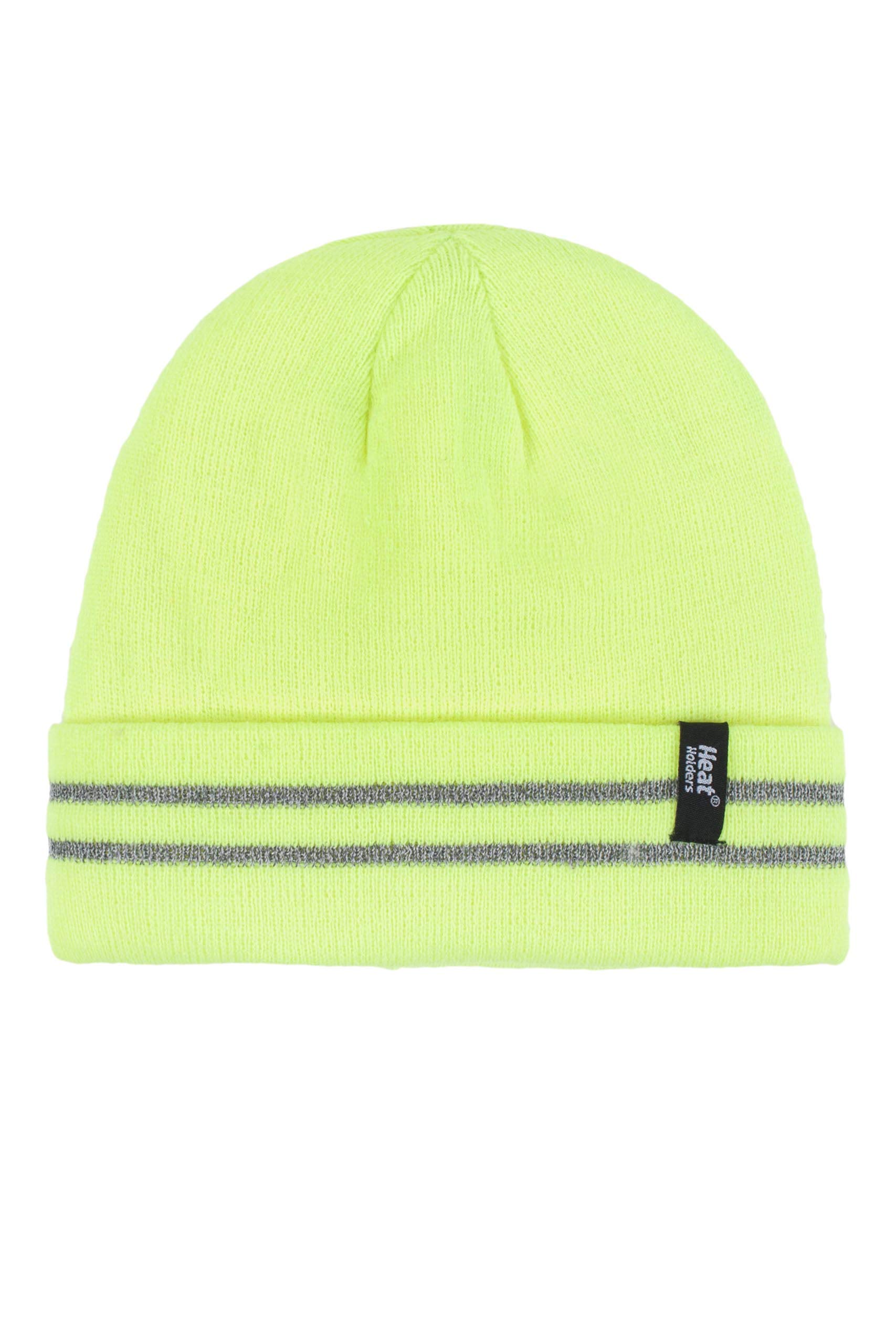 Heat Holders Unisex Yellow Hi-Vis Thermal Hat With Reflective Stripes,