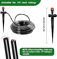 Vista 8 de 20PCS Push-to-Fit Drip Irrigation Emitters for 1/4 inch Irrigation Tubing, Two-Way Connection Adjustable Drip Emitter Sprayer with Stake, Irrigation