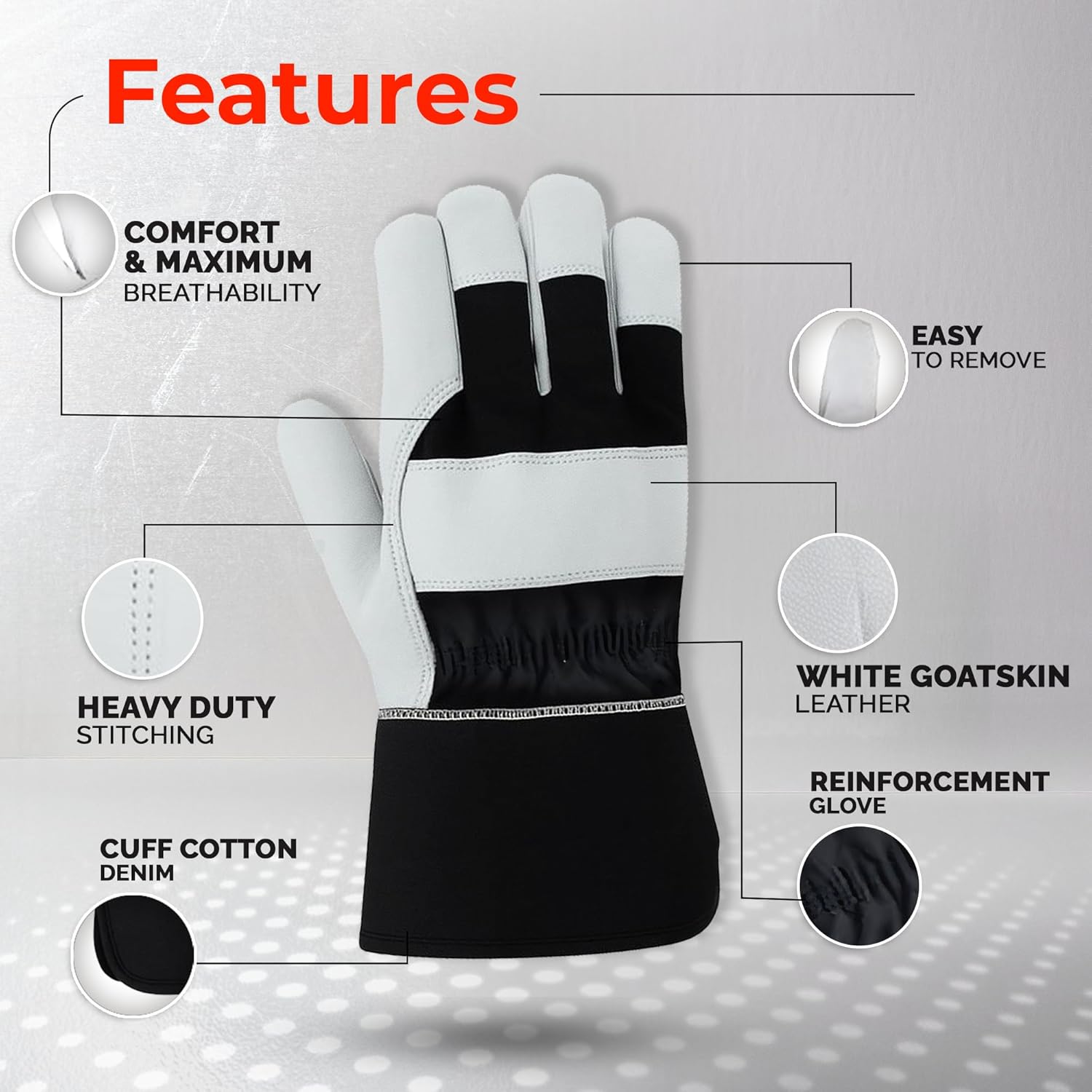 Daniel Smart Men & Women Goatskin Working Glove Lightweight Leather Safety Gloves for construction, gardening outdoor Work