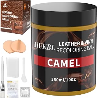 AIUKBL Leather Recoloring Balm, Leather Color Restorer, Leather Restorer for Couches, Leather Scratch Remover, Leather Scratch Repair, Leather Repair Kit for Furniture, Leather Dye (Camel.)