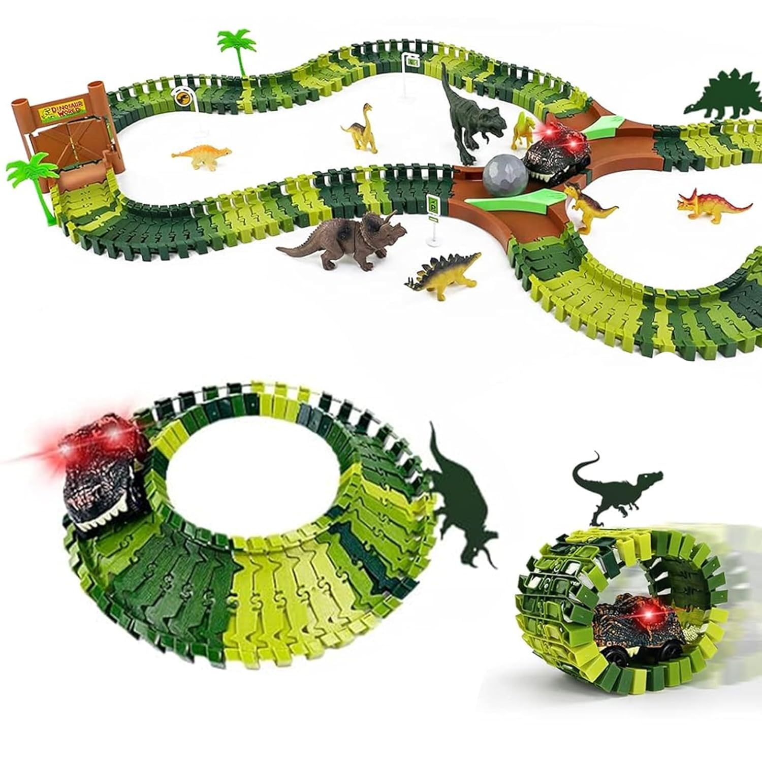Toyshine Dinosaur Race Tracks for Kids | Dinosaur World Road Race Car Track with Flexible Train Track Playset Gift for Birthday | Educational Learning Track Toy (Dinosaur Race Track Set 86 Pcs) (B0DFMFH1DH) Amazon Price History, Amazon Price Tracker