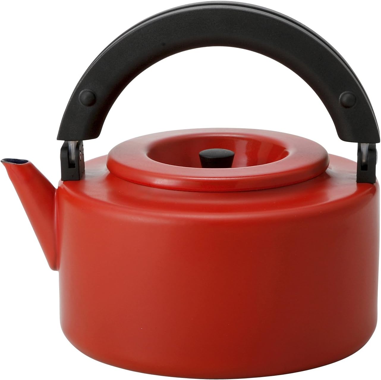 CB Japan ALAW Kettle, Red, Induction Compatible, 0.4 gal (1.6 L), Flat Kettle with Tea Strainer, Enameled