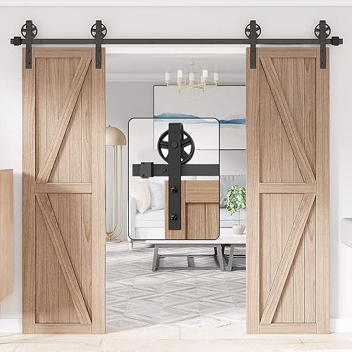 Miniatura 10 de WINSOON Country Basic - Juego de rieles de acero para puerta corrediza estilo granero con diseño recto