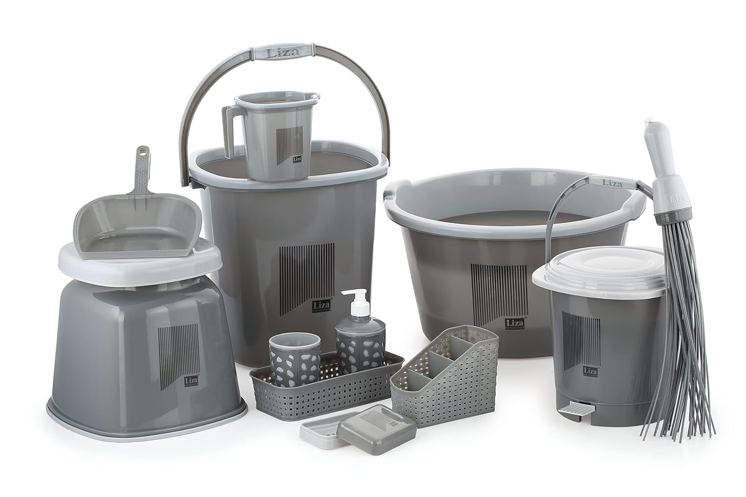 Liza 12 pcs Bigger Jumbo Bathroom Set 25 Liter Bucket, 30 LTR Big Tub
