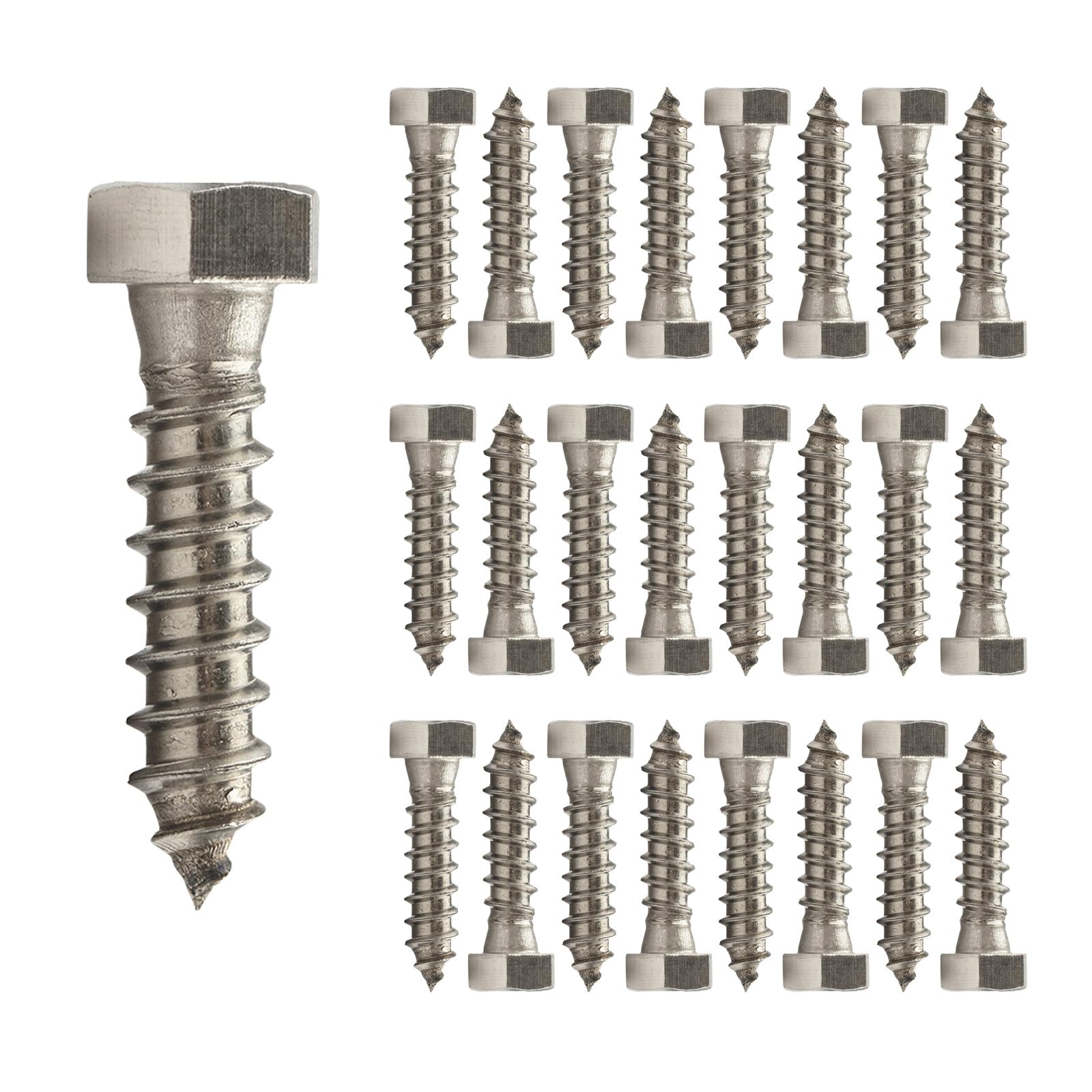 Conquest 3/8" x 1-1/2" Lag Bolts, 18-8 Stainless Steel, Coarse Threads Hex Head, Corrosion-Resistant for Outdoor, Wood, and Structural Projects (25