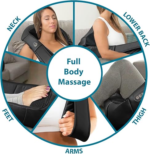 Miniatura 4 de Masajeador shiatsu de hombro y cuello con calor, almohada masajeadora para tejido profundo para aliviar el dolor del cuello, la espalda y los