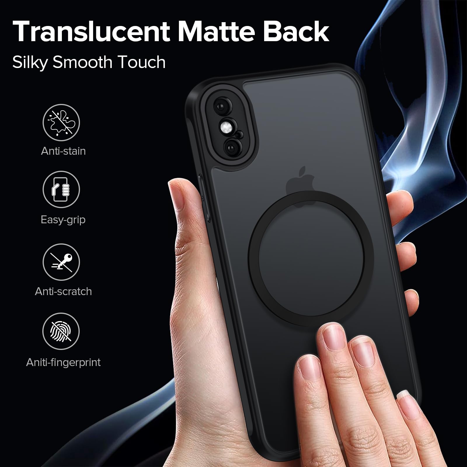 iVoler Magnetyczne etui na telefon iPhone XS Max 6,5 cala, [kompatybilne z MagSafe] [Ochrona przed wstrząsami klasy wojskowej] Półprzezroczyste matowe tylne cienkie silikonowe etui ochronne