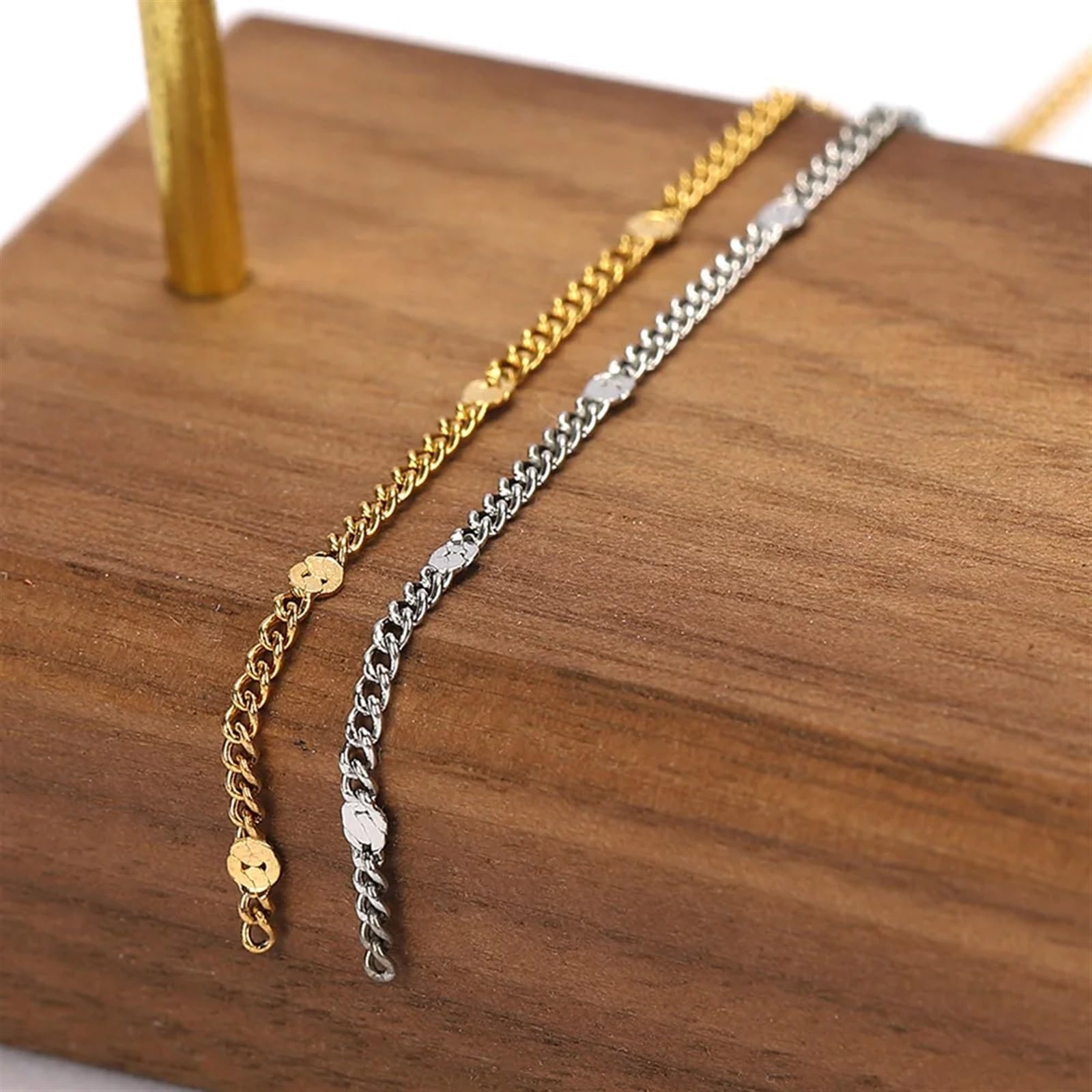 Catene a cavo placcate Curb Chains Catena con paillettes in acciaio inossidabile da 10 metri/2 metri for la creazione di gioielli Braccialetti color oro fai da te Collana con catena Accessori Catene b