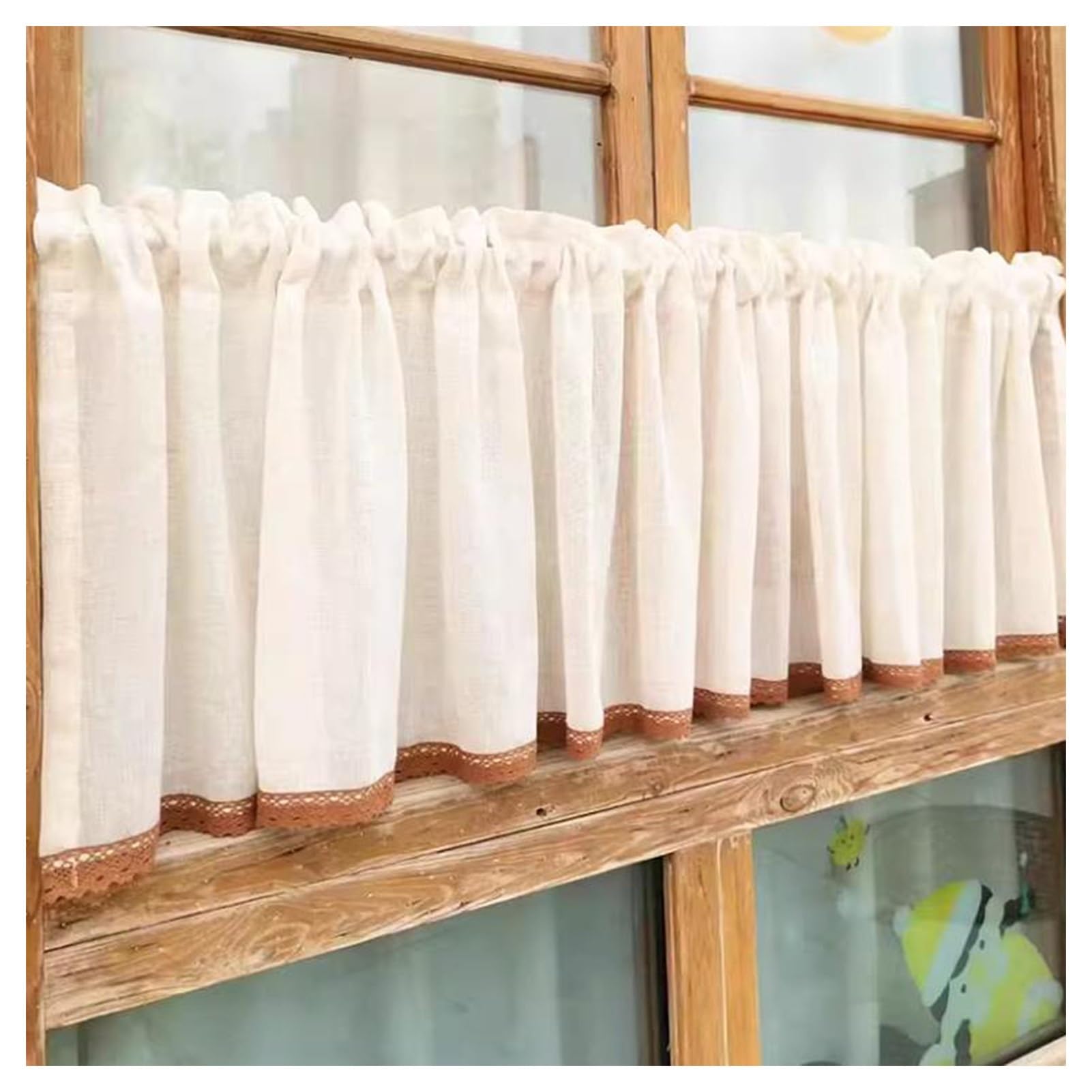 Rideaux courts en voile déco rustique macramé 170x60 cuisine et bain