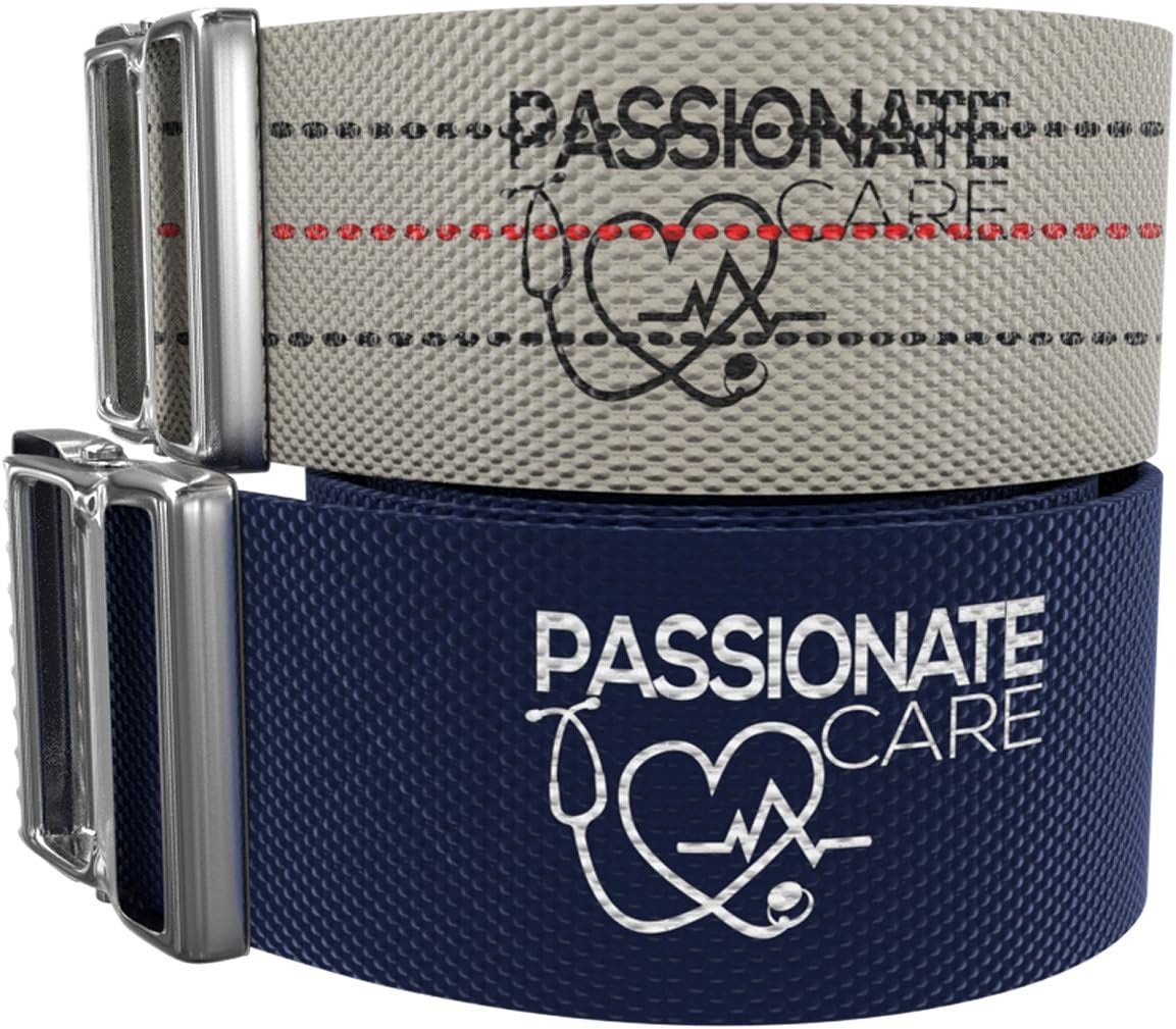 Transfer Belt with Metal Buckle - 2 for 1 Physical Therapy Gait Belt. 60 inch Beige Plus a Bonus 70 inch Blue Strap. Never Worry About Having The Wrong Size Or Equipment Again.