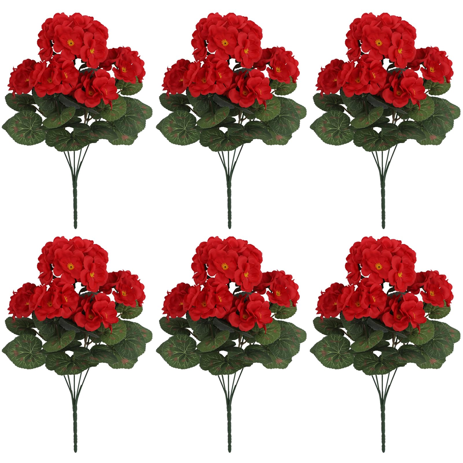 Neptuiby Artificial Geraniums for Outdoors Artificial Geraniums Flowers for Outdoors Realistic Red Silk Flowers with Full Blooms for Wedding