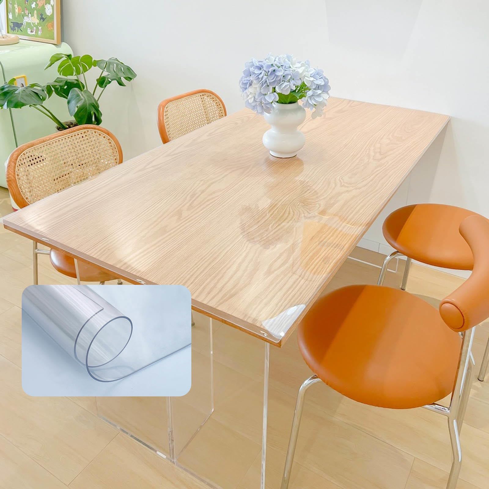 Nappe en PVC transparent de 2 mm d'épaisseur, nappe de table en vinyle résistant à la chaleur pour salle à manger, 75 x 150 cm, protecteur de table en plastique imperméable, parfaite pour la maison et