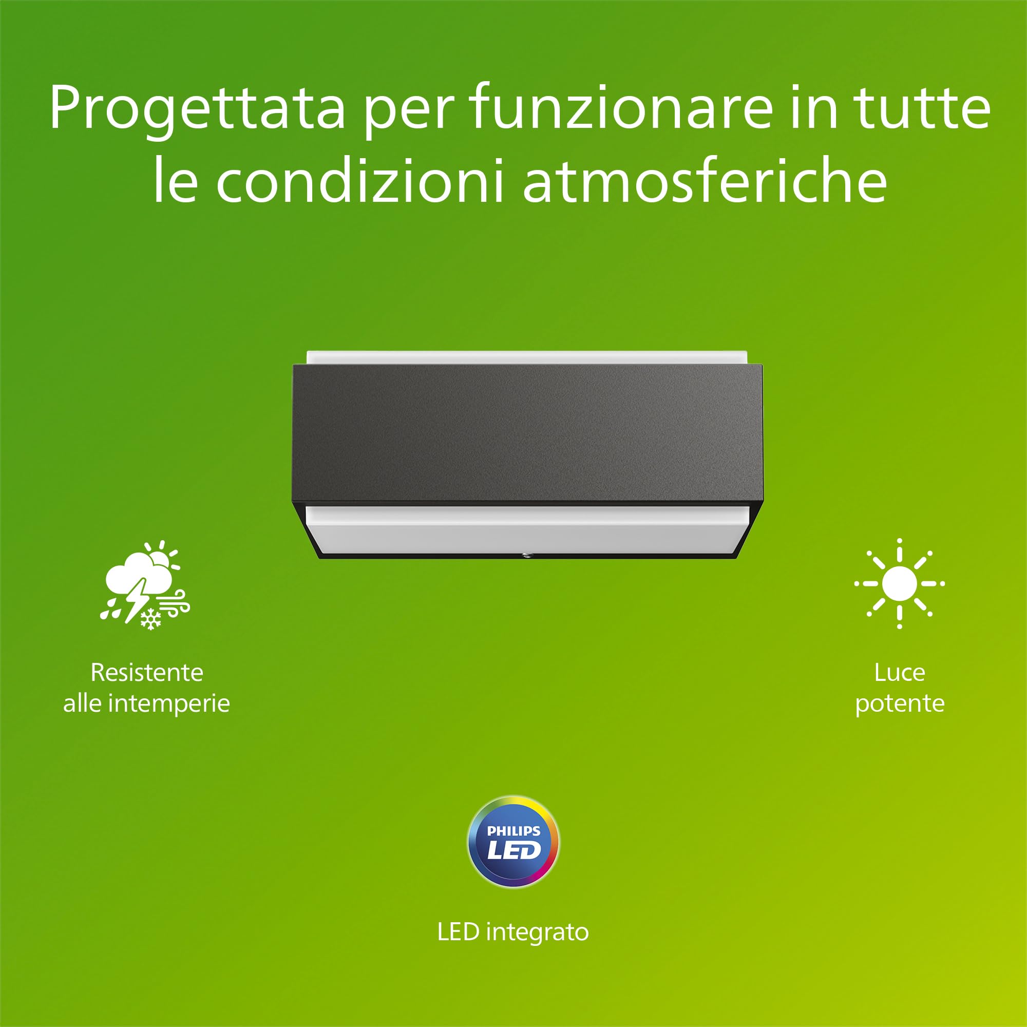 Philips Stratosphere Applique LED, Lampada da Esterno, 9 W, 1.000 lm, Luce Bianca Calda 2.700 K, Resistente a Intemperie IP44, Luce Verticale, LED Integrato, Alluminio, Antracite, Confezione da 2