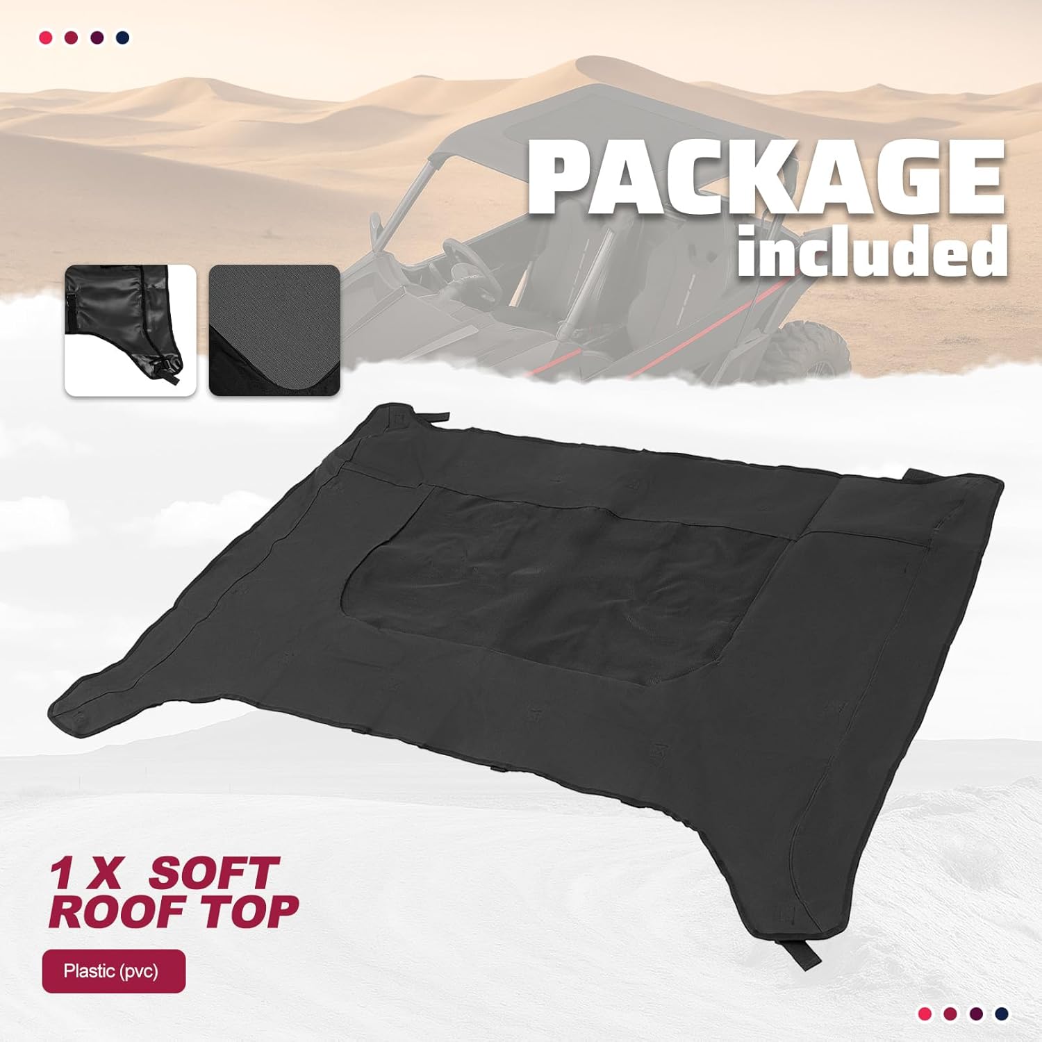 Soft Roof Top w/Zipper Mesh Window Compatible with 2022-2023 CF-Moto Zforce 950 H.O. Sport/EX / 2020-2022 CF-Moto Zforce 950 Sport Roof Top, Soft Top Sunshade Shade Top Plastic Black