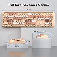 Vista 8 de MOFII Combo de teclado y mouse inalámbricos, teclado retro de tamaño completo de 2.4 GHz con teclado numérico y mouse inalámbrico bonito