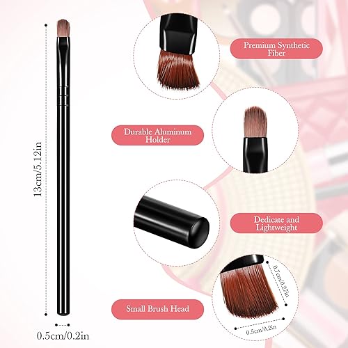 Miniatura 2 de Patelai 48 brochas de maquillaje planas, brochas para corrector de labios planos, pequeños cepillos portátiles para cejas, cepillo de maquillaje,