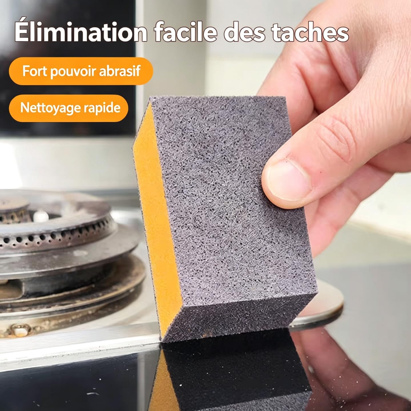 Éponge de Nettoyage Multisurface avec Face Abrasive – Accessoire Ménager pour Cuisine et Salle de Bain – Idéale pour Ustensiles，Éponge 20 pcs+Gants de Vaisselle