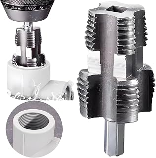 Electric Drill Compatible PVC Pipe Threader Kit with Various Die Sizes, PVC Pipe Thread Maker Tool, PVC Pipe Threading Plumbing Kit, Plastic Pipe Threader Set 1/2", 3/4", Threading Tools