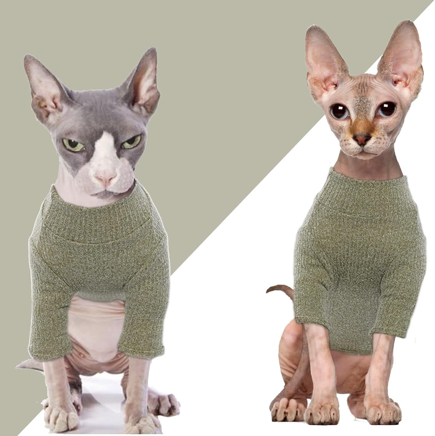 DENTRUN Sphynx Cat Clothes Hairless Cat Outfit Kitten Jumper Breathable Cat Onesie Turtleneck Sweater Adorable Cat Clothing Vest Pajamas Jumpsuit - Image 3