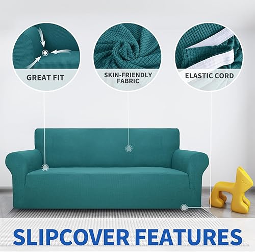 Miniatura 105 de MAXIJIN Funda súper elástica para sofá de 3 cojines, funda universal de 1 pieza para sofá de sala de estar, protector de muebles de elastano, apto