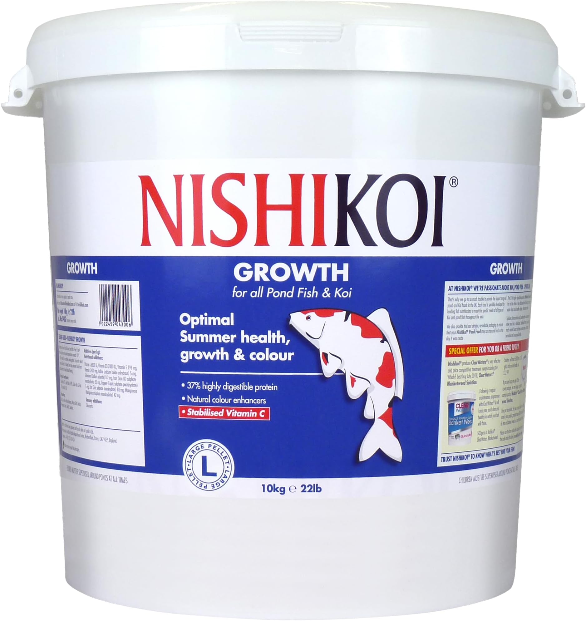 Nishikoi Growth Complete Food for Koi and Pond Fish - Large Pellets - 10kg