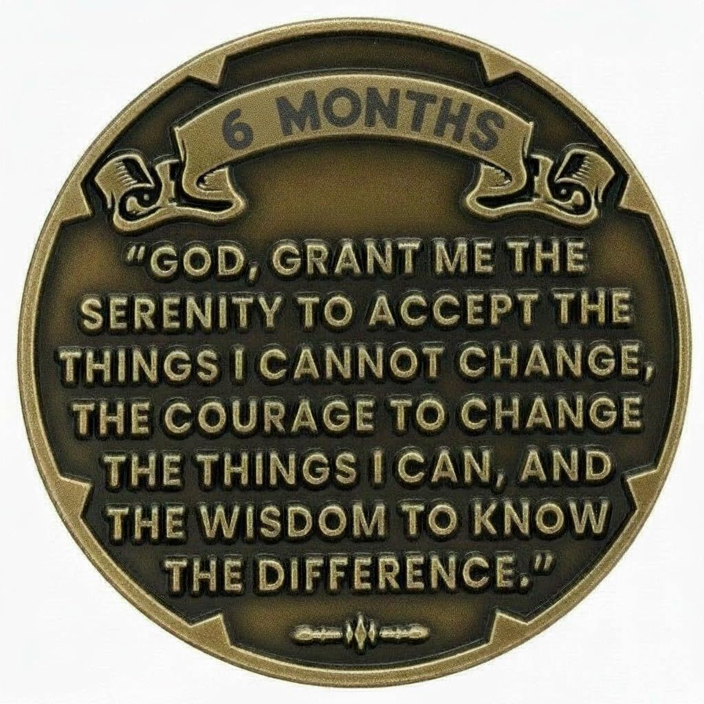 6 Month Eagle Sobriety Coin - Serenity Prayer AA Medallion, Premium Recovery Token for Six Months Sober, Sponsor & Sponsee Gifts, 6 Month Sober Milestone Chip for Women and Men