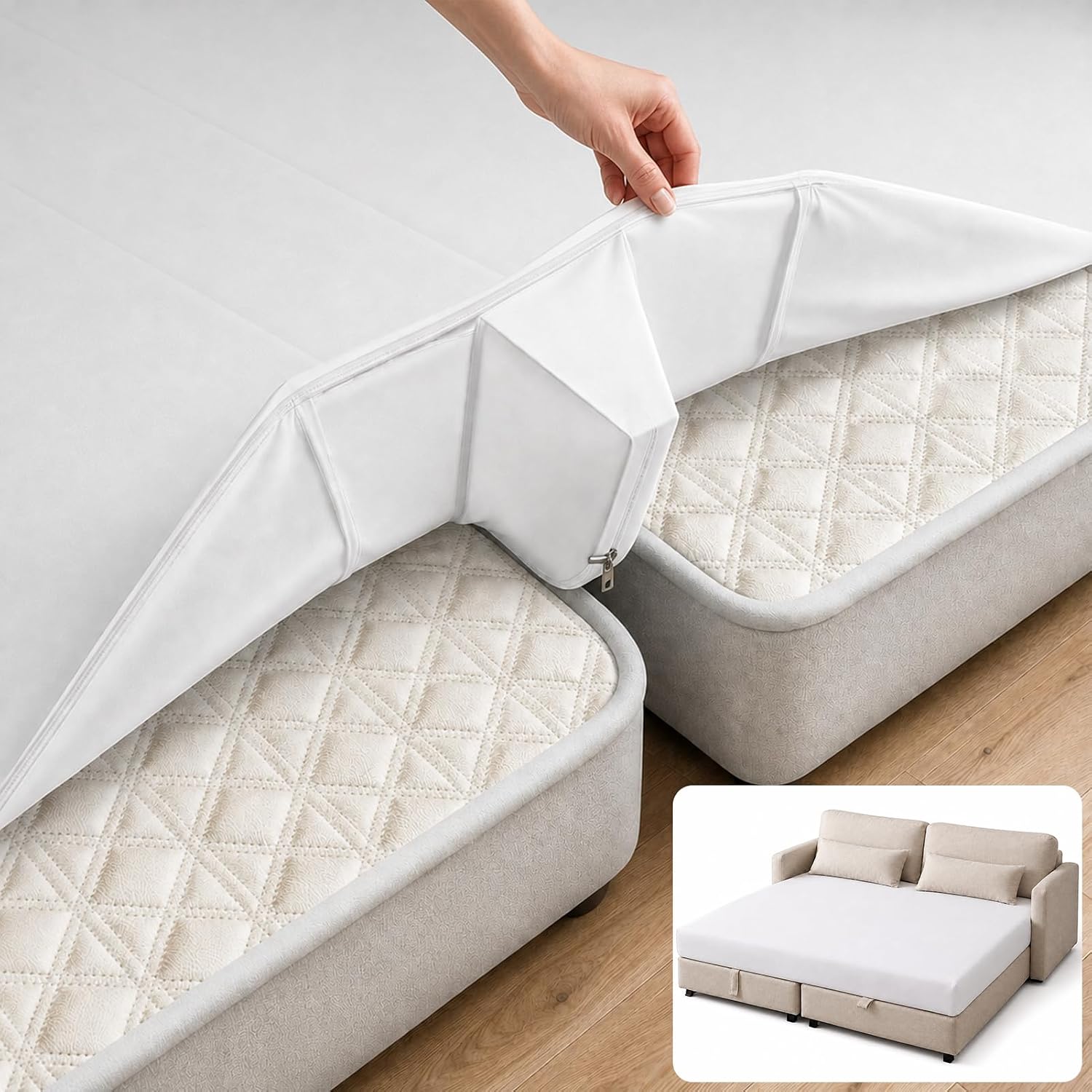 2-in-1 Split King Bed Bridge, Twin to King Gap Filler with Removable Washable Cover, Split King Gap Filler for Adjustable Beds, Twin Bed Connector