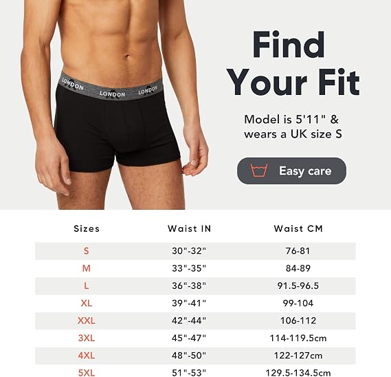 FM London 4/8 Pack Mens Boxers, Stretch Fit, Soft Cotton Boxers for Men
