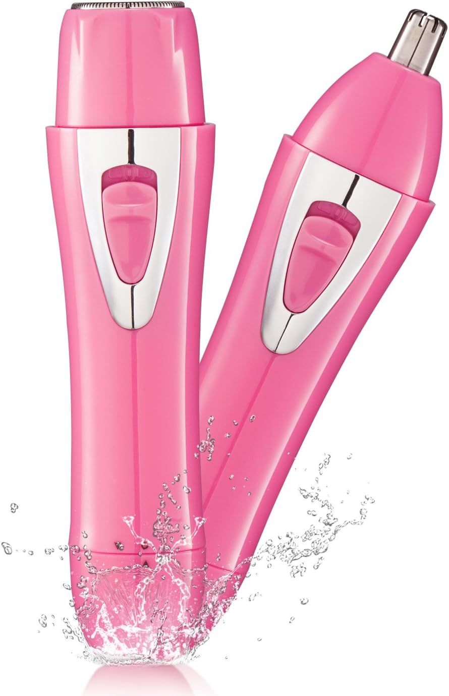 Bikini Trimmer 2 in 1 Electric Women Shaver Painless Facial Hair Remover Nose Hair Trimmer Waterproof Lady Shaver for Body, Face, Bikini Area Use