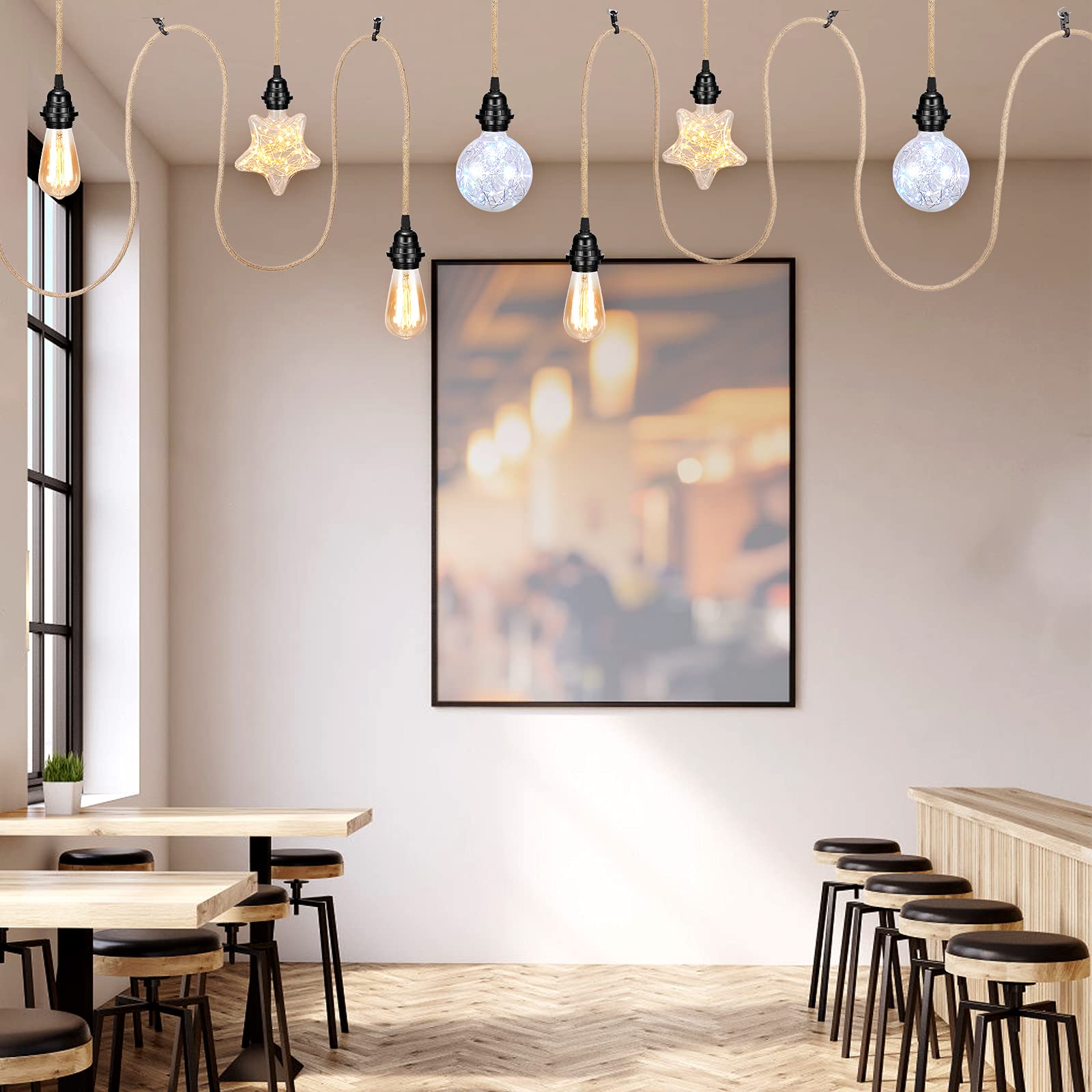 GreenSun Oprawa i lampa E27 z kablem, przełącznik, kabel tekstylny 10 m, 2-żyłowy, przewód elektryczny z zawieszeniem E27/E26