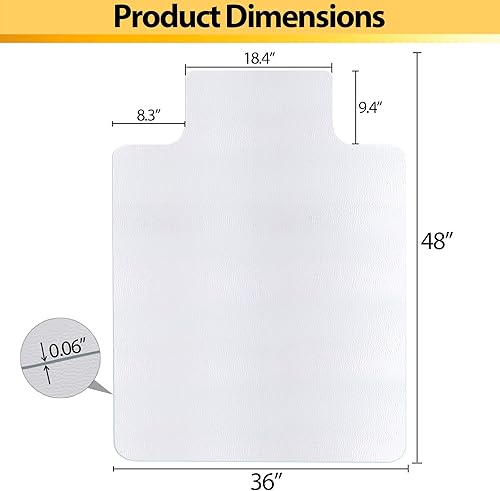 Miniatura 6 de SUPER DEAL Tapete de oficina mejorado de 48 x 36 pulgadas con labio, tapete resistente para silla de escritorio de oficina para suelo de madera dura