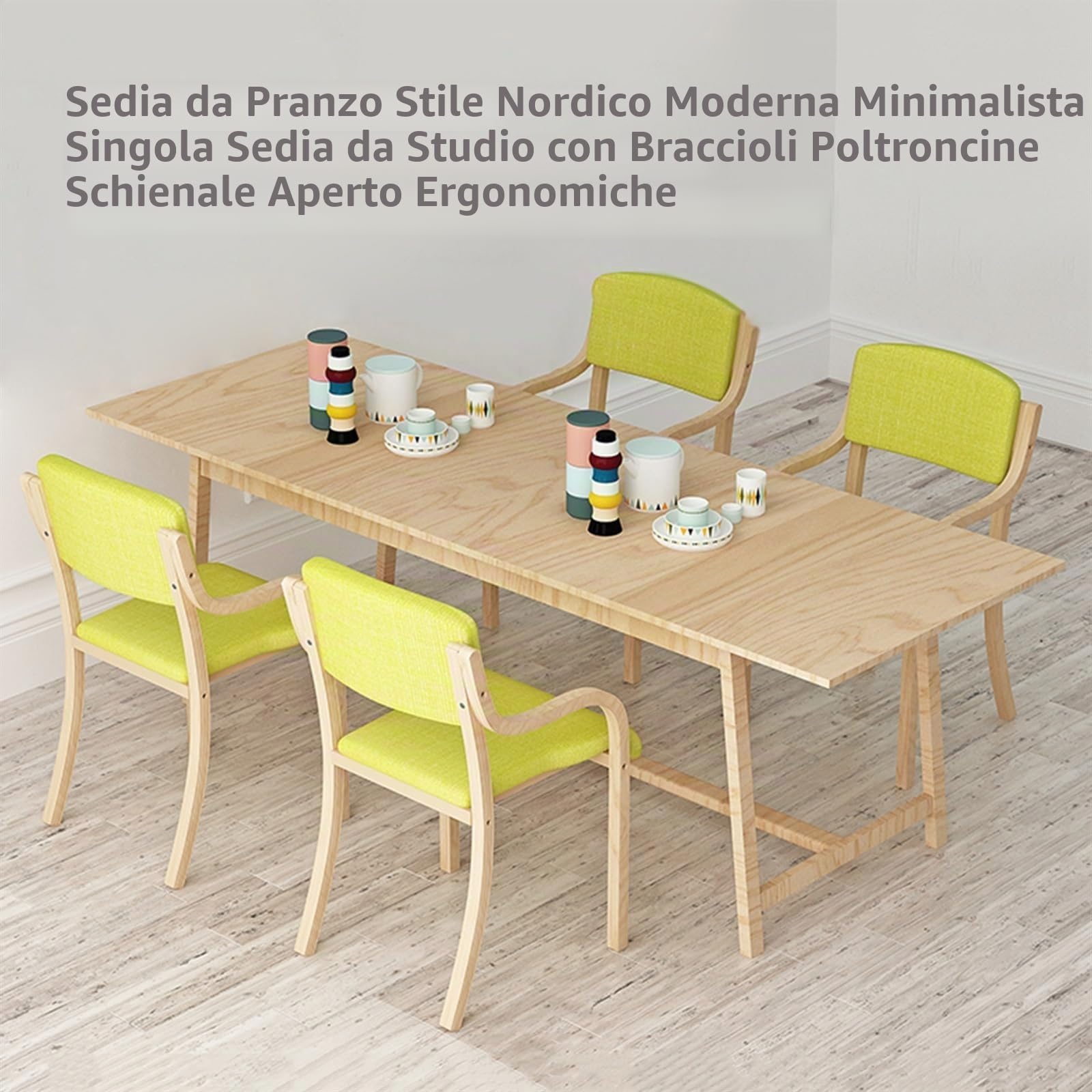 Sedie da pranzo in legno massello con braccioli, sedia da cucina imbottita, poltrona da soggiorno con schienale moderno, ufficio, tempo libero, lounge, reception, caffè, sedie decorative con braccioli