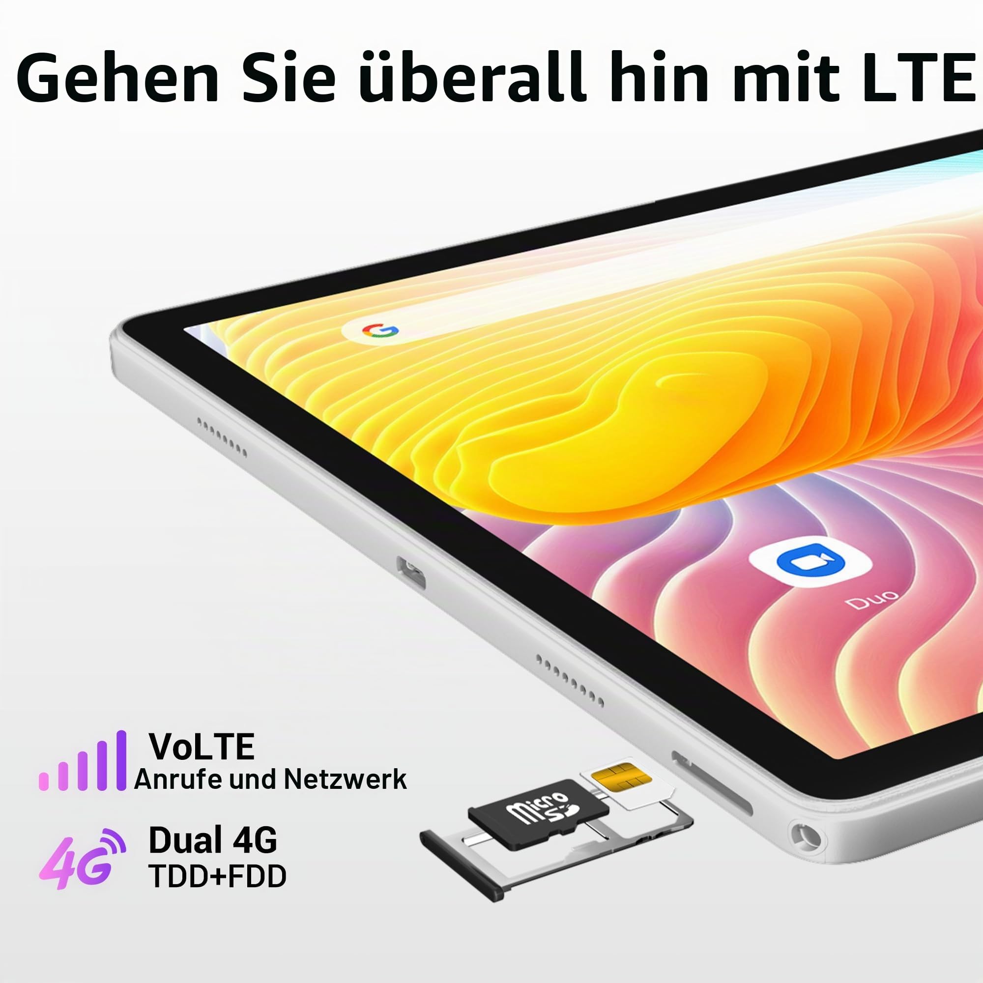 14 Zoll Tablet, 2.5K Display, 36GB RAM + 512GB ROM (1TB erweiterbar), 4G LTE Dual SIM + 5G WiFi, Quad-Speaker/Gemini AI/GPS/GMS/11580mAh/13MP, Android 15 Tablets mit Tastatur/Maus/Hülle/Kopfhörer/Pen