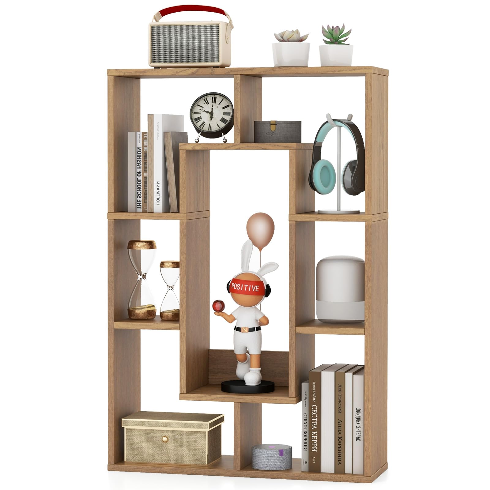 HOMASIS Bibliothèque en Bois à 7 Compartiments