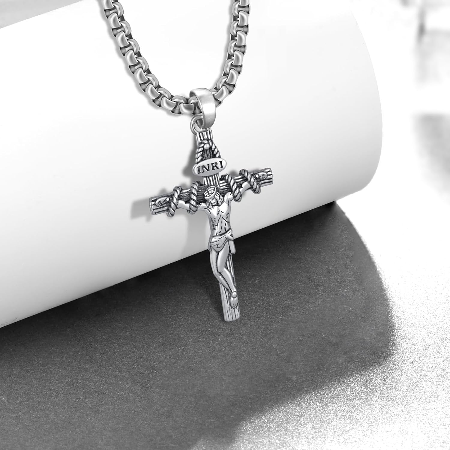 Crucifix Necklace 925 Sterling Silver Jesus Necklace Christian Jewelry Gifts for Men - Image 2