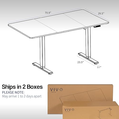 Miniatura 3 de VIVO DESK-KIT-1B7BN - Escritorio eléctrico de pie rústico de 71 x 30 pulgadas, ajuste de altura de memoria, serie 1B, parte superior en marrón