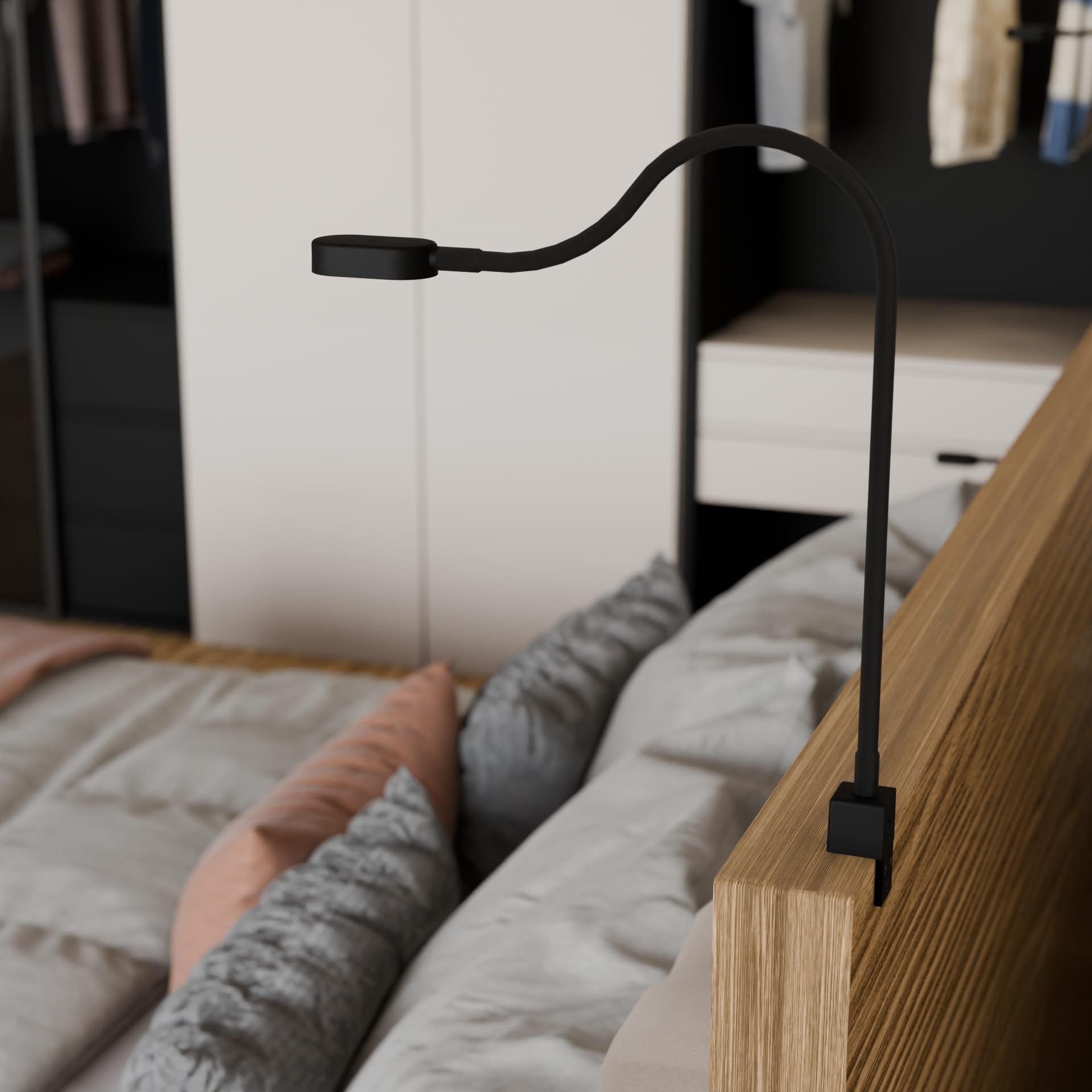 Kalb I Ilios LED lampe de lit/liseuse avec USB-C, montage mural et angulaire, bras flexible, intensité lumineuse variable (2 set noir)