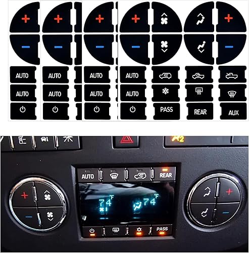 Ziciner Kit de reparación de 2 calcomanías de botón de CA para salpicadero, mejor para fijar botones de control de aire acondicionado desteñidos