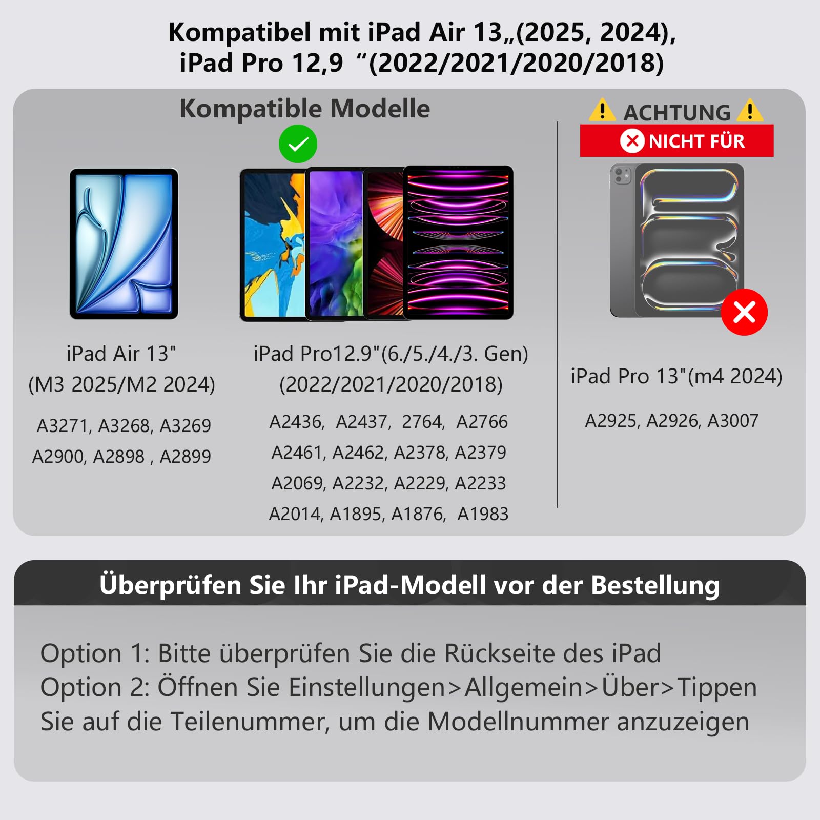 Magic Keyboard für iPad Pro 12,9-Zoll (3., 4., 5. und 6. Gen), Tastatur für iPad Air 13'' (M2 2024/M3 2025/M4 2026), Magnetischer Ständer, Präzisions-Trackpad,Reihe mit Funktionstasten, QWERTZ Deutsch
